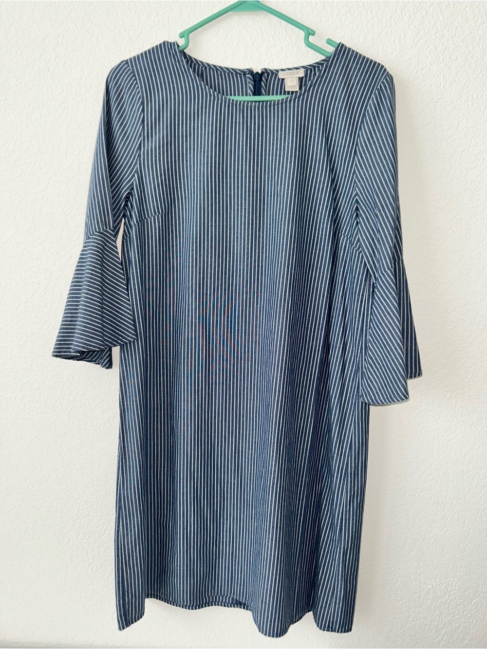 j Crew Women's Navy Stripe Bell-Sleeve Dress